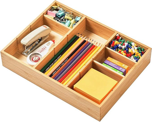 Umilife Desk Drawer Organizer, Bamboo Wood Organizer Tray by Umilife