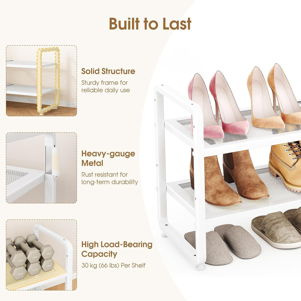 SAYZH 2-Tier Expandable Shoe Rack for Closet, Adjustable Metal Shoe Organizer...