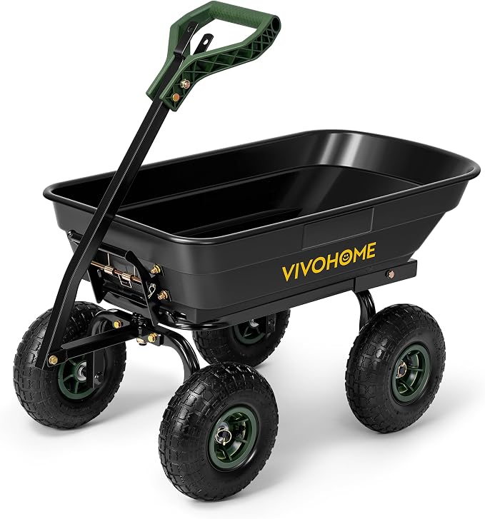 VIVOHOME 4 Cu.Ft 660lbs Wheelbarrow Garden Cart Dump Wagon by VIVOHOME
