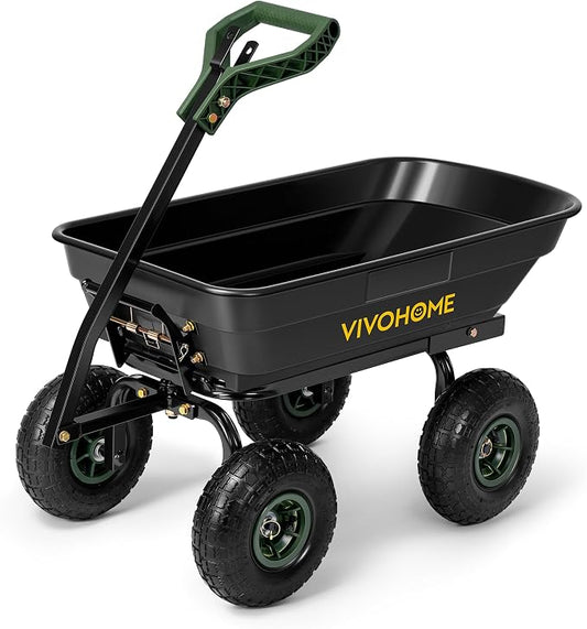VIVOHOME 4 Cu.Ft 660lbs Wheelbarrow Garden Cart Dump Wagon by VIVOHOME