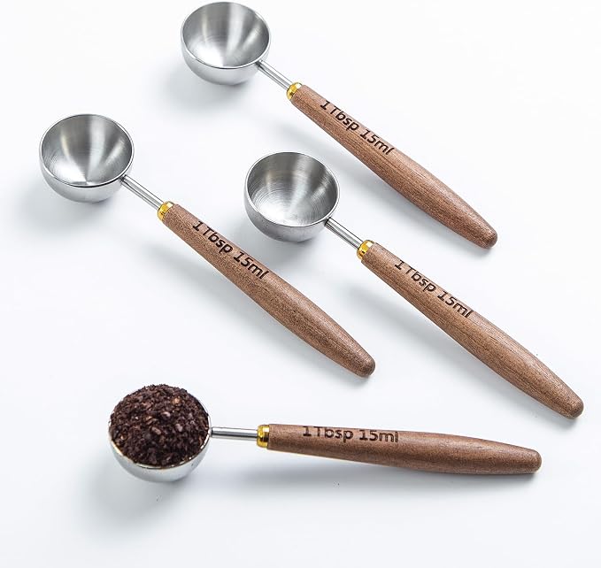 4PCS Wood Scoops for Jars Wooden Scoops for Canisters 1Tbsp Measuring Spoons by MediterraneanFoodExperience