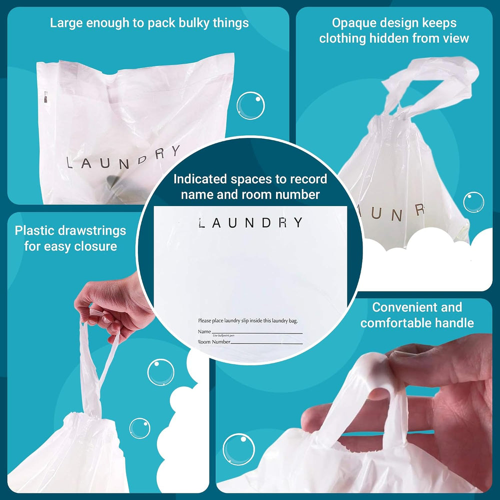 APQ Supply Disposable Travel Laundry Bags for Dirty Clothes, 18x19x4 Inch. 10...