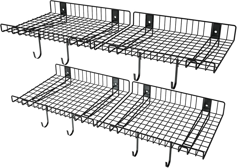 4 Pack Garage Wall Shelf, Wall Mounted Storage Shelves, Heavy Duty Metal Shelves