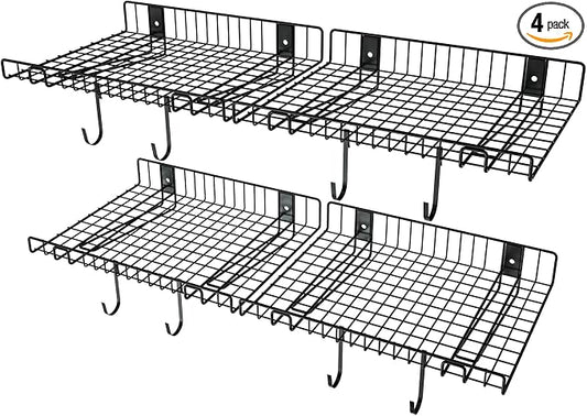 4 Pack Garage Wall Shelf, Wall Mounted Storage Shelves, Heavy Duty Metal Shelves by Riciakik