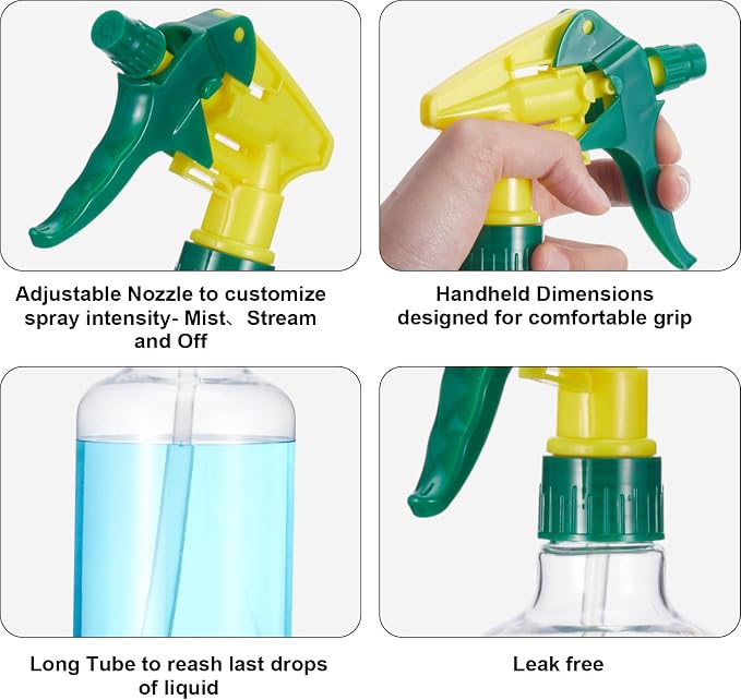 Eccliy 12 Pcs 16 Oz Plastic Spray Bottle, Adjustable Empty Reusable Sprayer - Image 3