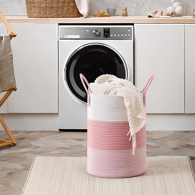 CLHMILY&Z 40L Laundry Basket Round Storage Rope Basket - Image 2