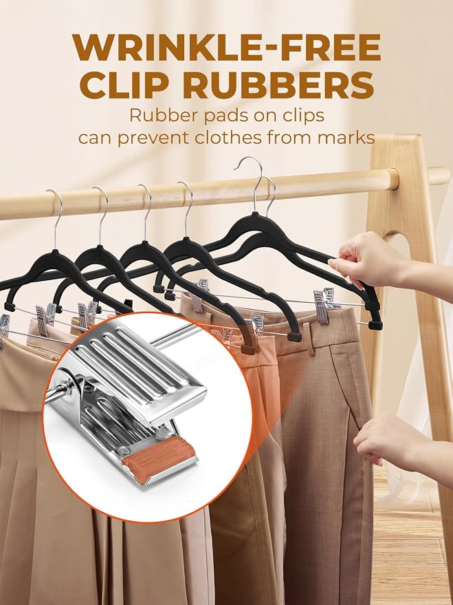 HOUSE DAY Velvet Skirt Hangers 24 Pack, Space Saving Slim Shorts Hanger - Image 4