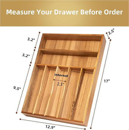 Silverware Organizer Kitchen Drawer Organizer Utensil Organizer Acacia - Image 2