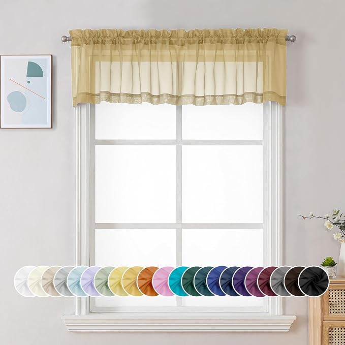 Chyhomenyc Sheer Valances for Windows 2 Pack, Small Window Curtains for Living by Chyhomenyc