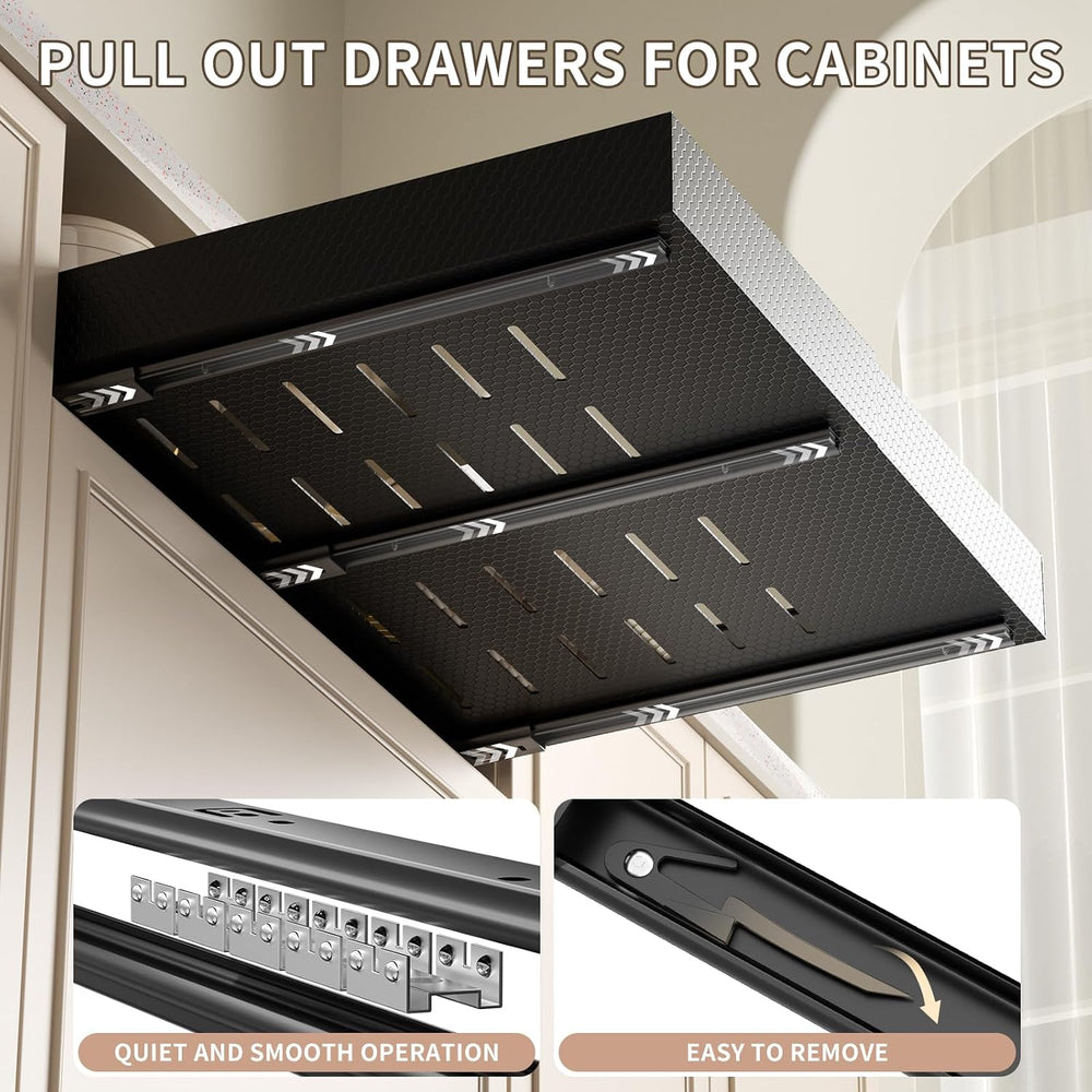 2Pack Pull Out Cabinet Organizer, Expandable 12.6“-20.47”, Black