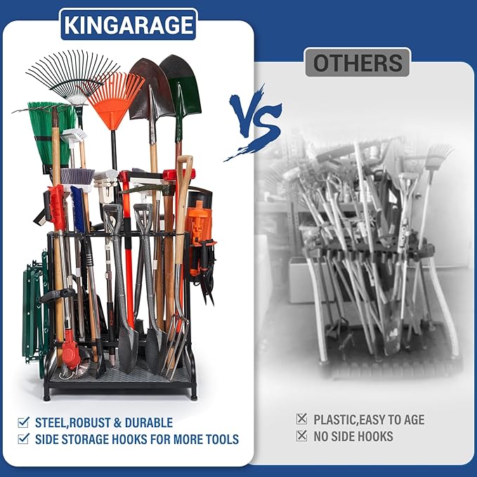 Garden Tool Organizer, Yard Tools Rack Holds 55 Long-Handled Tools/Rakes/Brooms - Image 6