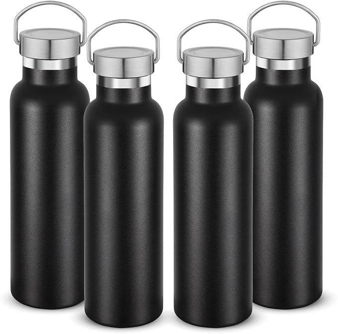 Neihepal 20 oz Insulated Water Bottles Bulk 4 Pack, Stainless Steel Double Wall by Neihepal