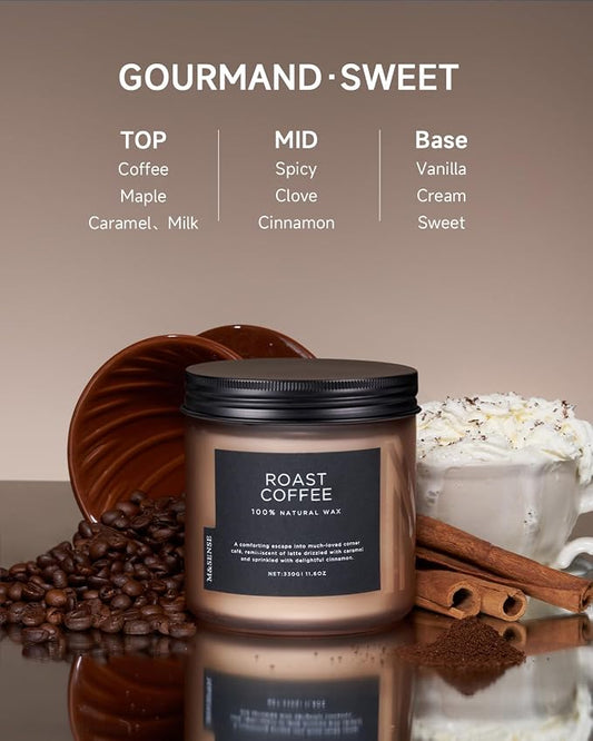 M&SENSE Coffee Candles Scented Strong, 2 Wick 11.6oz 70 Hours Burning Time - Image 2