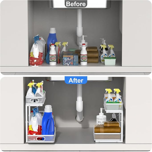 Under Sink Organizer, High Adjustable 2 Tier Under Sink Organizers and Storage - Image 2