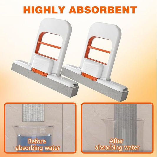 2Pcs Mini Foldable Desktop Mop, Self Squeezing Sponge Mop, Portable Versatile - Image 2