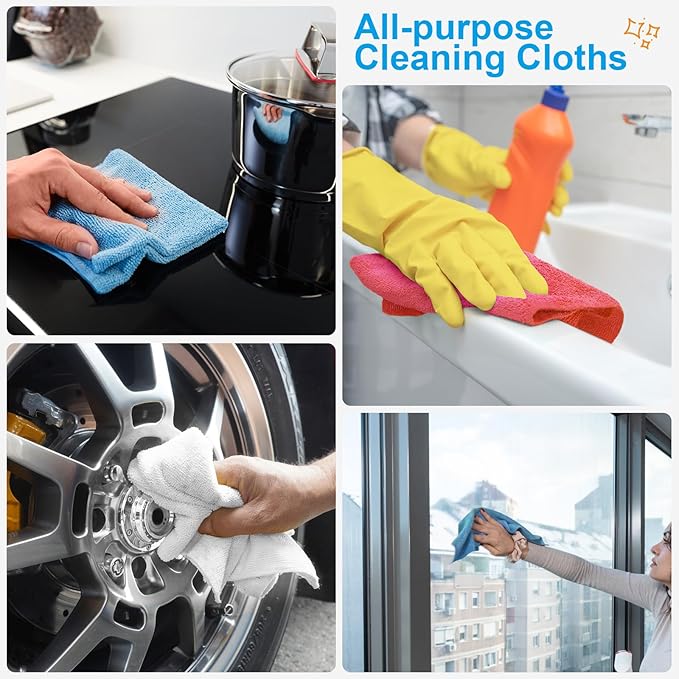 Microfiber Cleaning Cloth, 50 Sheets Shop Towels Commercial Grade Washcloths - Image 7