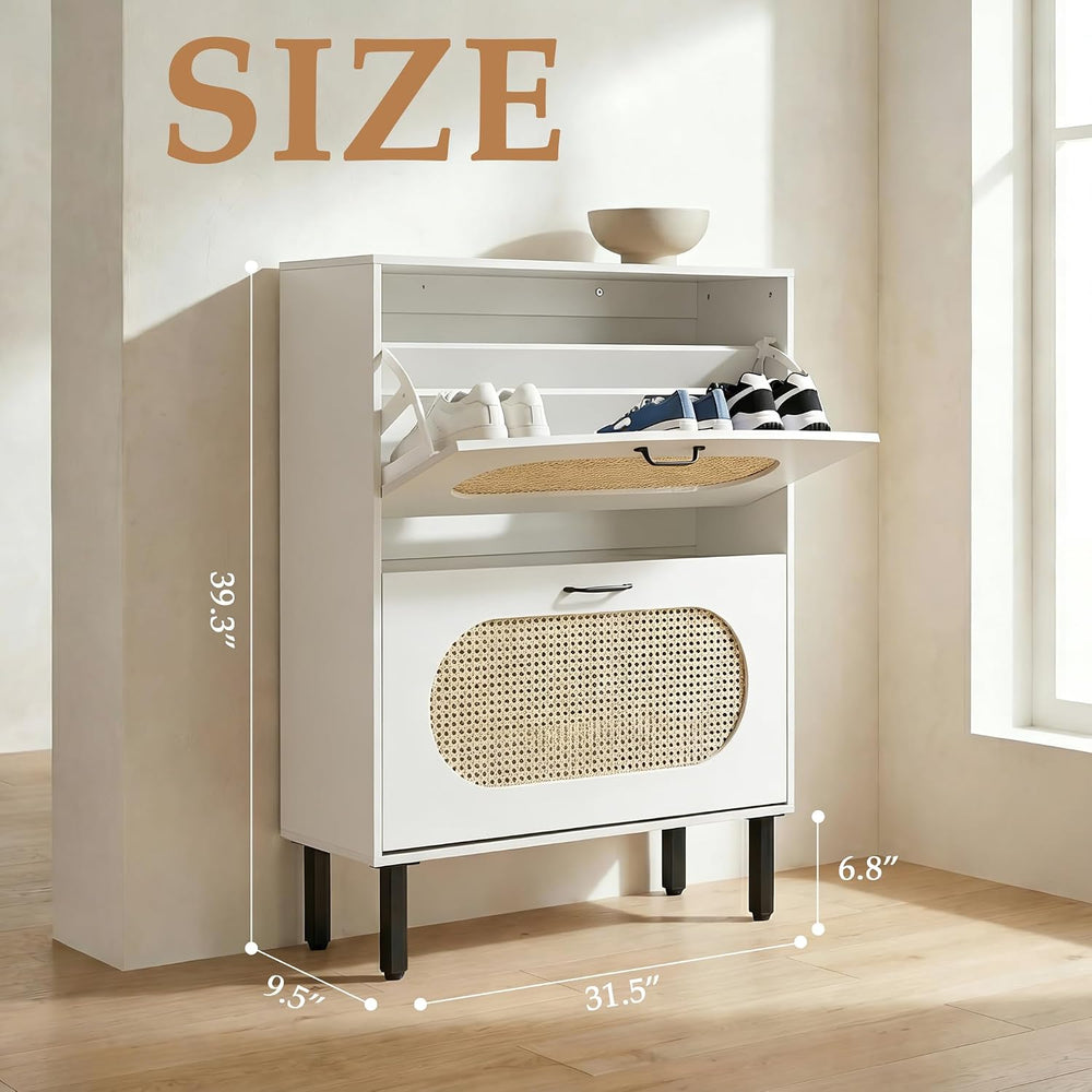 Crownland Shoes Storage Cabinet, Shoe Storage Organizer with 2 Flip-Out Drawe...