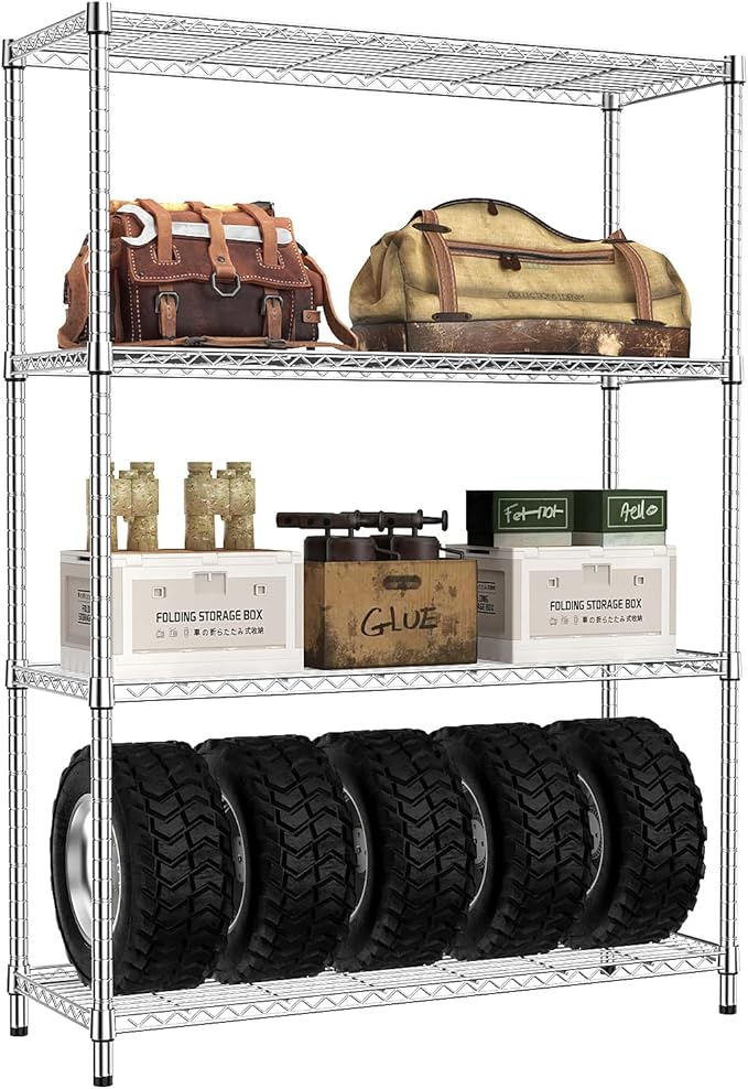 IZEUK 4-Tier Adjustable Heavy Duty Metal Wire Shelving Unit, Wide Storage Rack by IZEUK