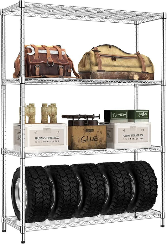 IZEUK 4-Tier Adjustable Heavy Duty Metal Wire Shelving Unit, Wide Storage Rack by IZEUK