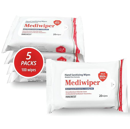 Mediwiper 20 Count Alcohol-Free Sanitizing Wipes Disinfecting Large Unscented by Mediwiper