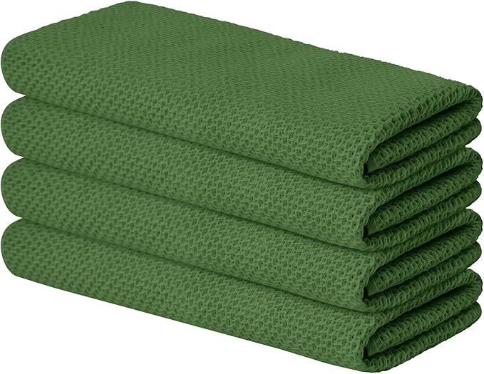 Artoid Mode 100% Cotton Olive Green Waffle Weave Kitchen Dish Cloths, 13x28 by ArtoidMode