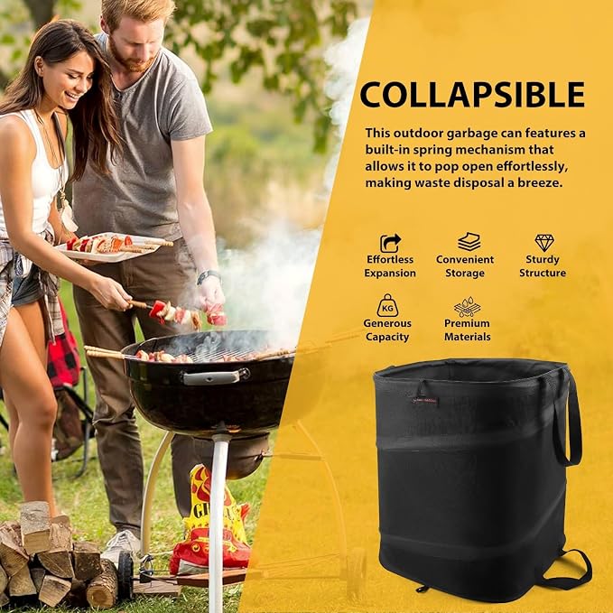 YUDI & GARDEN 19 Gallon Square Collapsible Yard Waste Bin｜Collapsible Trash - Image 4