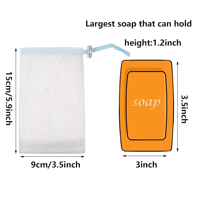 Cobahom Soap Bag 6 Pack 6 x 3.5 Inch Mesh Foaming Net Soap Sack Bags Soap Saver - Image 3