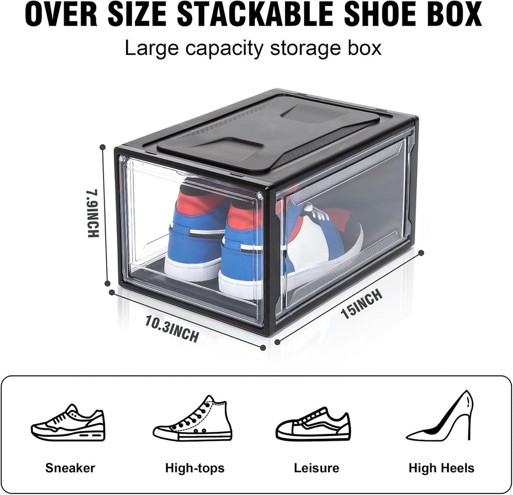 12 Pack Shoe Boxes, Clear Acrylic Plastic Shoe Boxes Stackable, Space-Saving ...