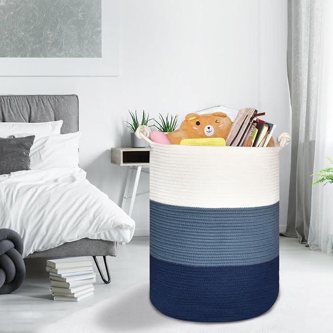 COMSE Extra Large Blanket Basket, Tall Woven Storage Basket, Nursery Hamper - Image 8