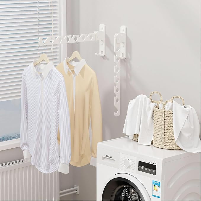 Wall Mounted Clothes Drying Rack, Wall Clothes Hanger Hook - Image 3