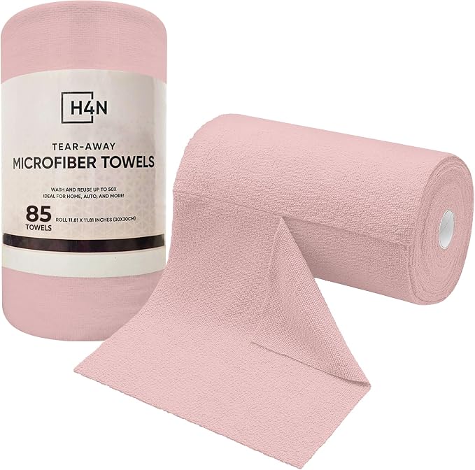 H4N Microfiber Cleaning Cloth Roll, 85 Pack Micro Fiber Wash Cloths by H4N