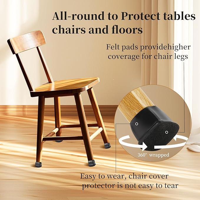 Square Chair Leg Floor Protectors Medium 24Pcs, Silicone Chair Leg Protectors - Image 5