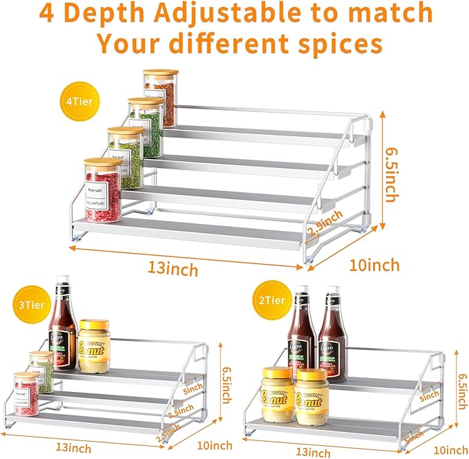 RCHYFEED 4 Tier Spice Rack Organizer, Spice Organization - Image 4
