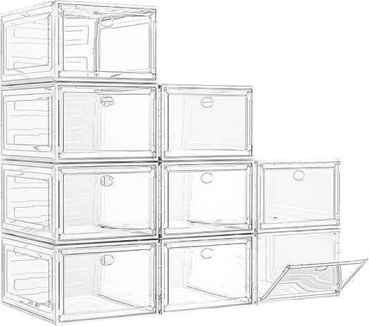 7 code Large Clear Shoe Boxes Organizer【Thicker Material】 Stronger Shoe Box by 7+code