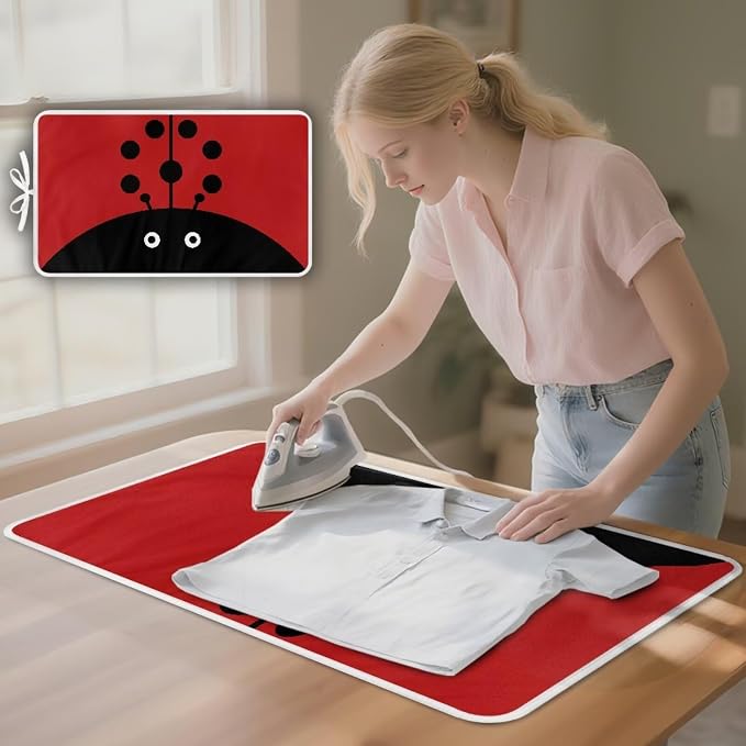 Cute Iron Mat Blanket Travel Foldable Ladybugs Ironing Pad Fabric Ironing Board - Image 3