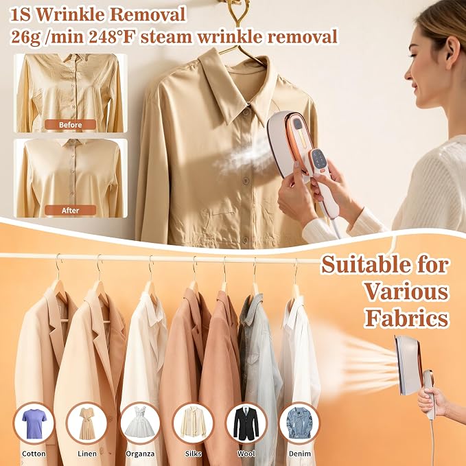 Handheld Garment Steamer 1500W – Large Ironing Panel, 20s Fast Heat-Up - Image 3