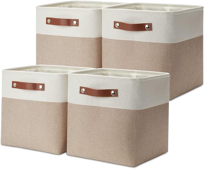 DULLEMELO 11 inch Cube Storage Bins, Large Collapsible Grey Storage Baskets by DULLEMELO