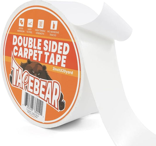TAPEBEAR Double Sided Carpet Tape 2Inch x 20Yards, Heavy Duty Rug Tape by TAPEBEAR