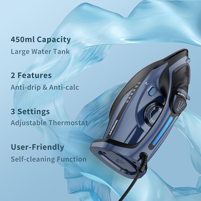 Steam Iron for Clothes Fast Heating, 1700W Iron Precision - Image 3