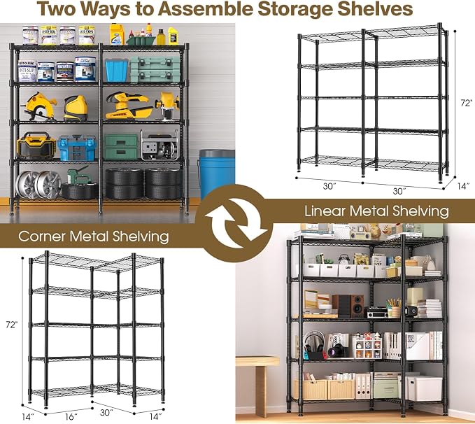 Himimi Storage Shelves-5 Tier Heavy Duty Wire Shelving Unit - Image 6