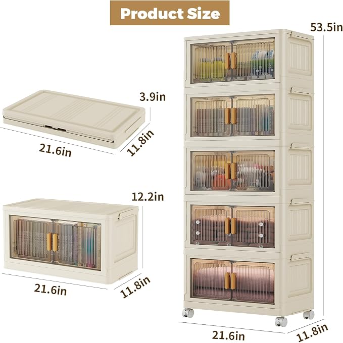 5 Tier Stackable Plastic Storage Bins - Image 2