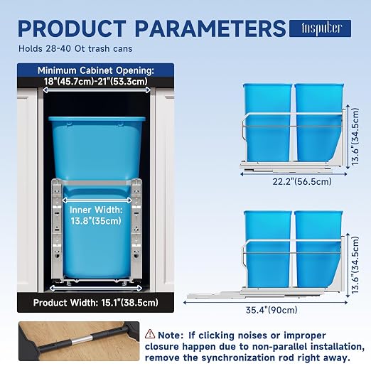 Insputer Double Pull Out Trash Can Under Cabinet - Image 2