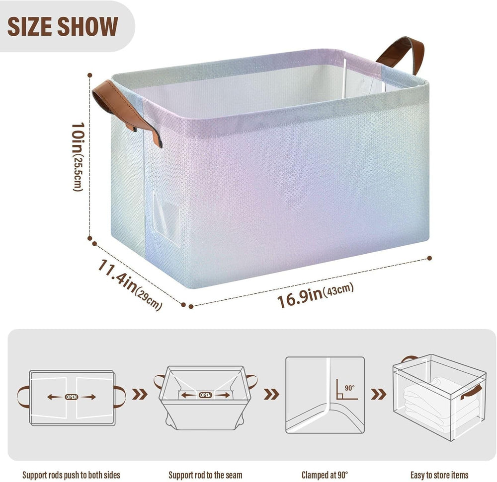 CEBUGI Iridescent Gradient 2 Pack Large Waterproof Collapsible Storage Bin Fo...