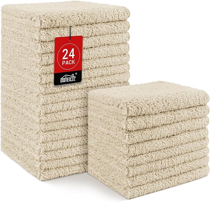 HOMEXCEL Microfiber Washcloths 24 Pack, Highly Absorbent and Soft Face Towel by HOMEXCEL