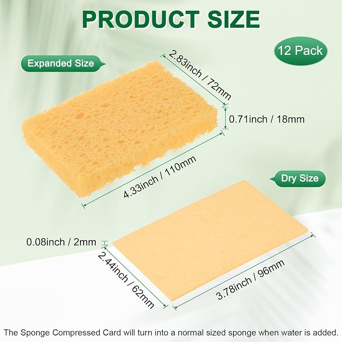12-Pack Kitchen Sponges, Condense Eco Cellulose Non-Scratch Scrub Heavy Sponge - Image 3