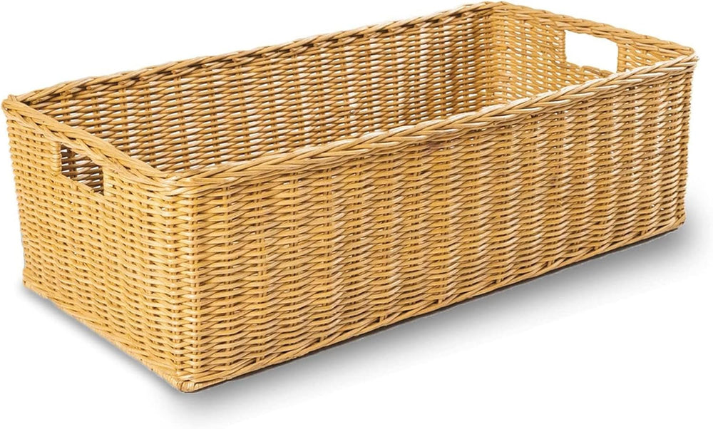 The Basket Lady Long Low Wicker Basket, XL, Sandstone