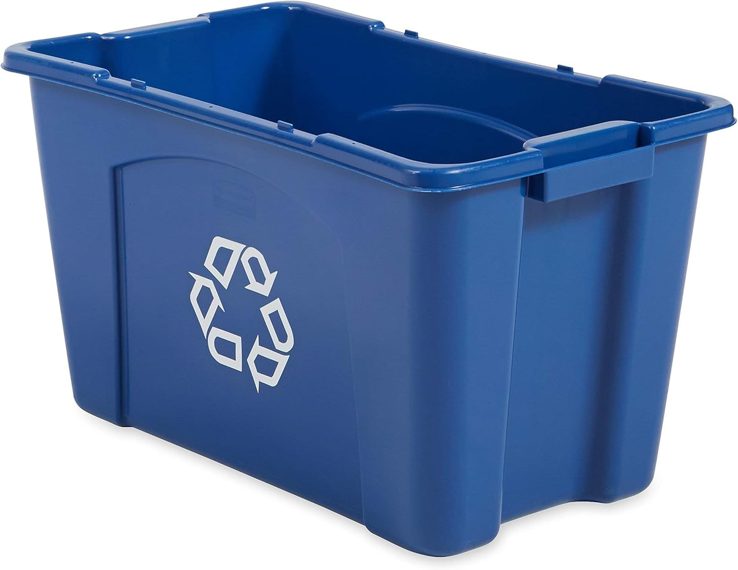 Rubbermaid Commercial Products Stackable Recycling Bin, 18 Gallon, Blue Storage Container, For Garage/Kitchen use for Boxes/Paper Recycle (Pack of 6)