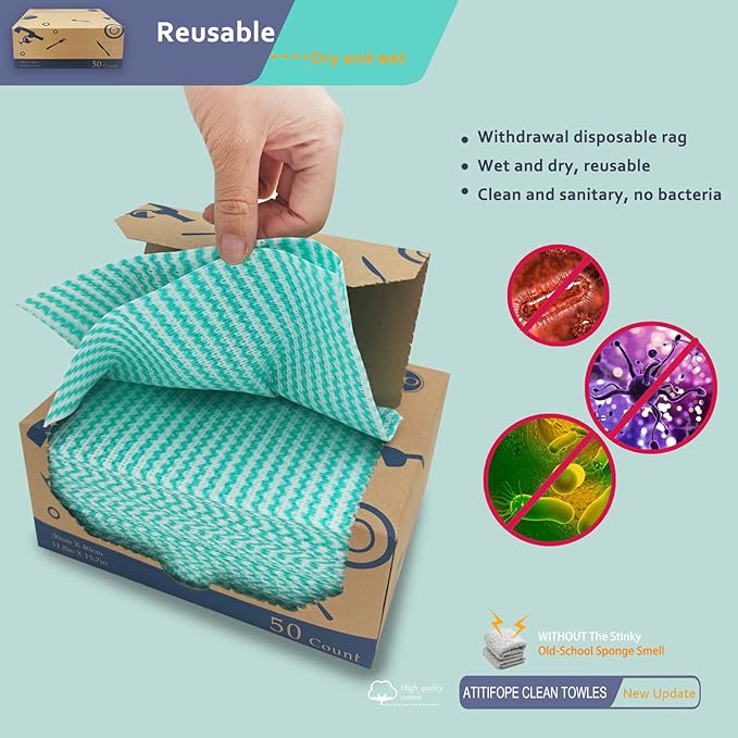 Heavy Duty Reusable Cleaning Cloths 100 Count Food Service Wipes Dishcloths - Image 7