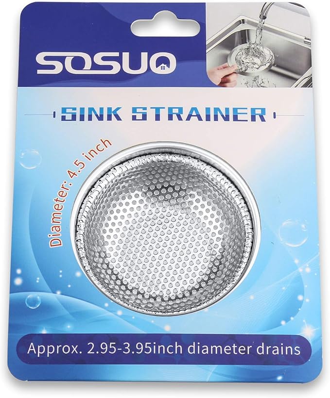 2 Pcs Kitchen Sink Strainer, Stainless Steel Drain Cover, Large Wide Rim 4.5" - Image 2