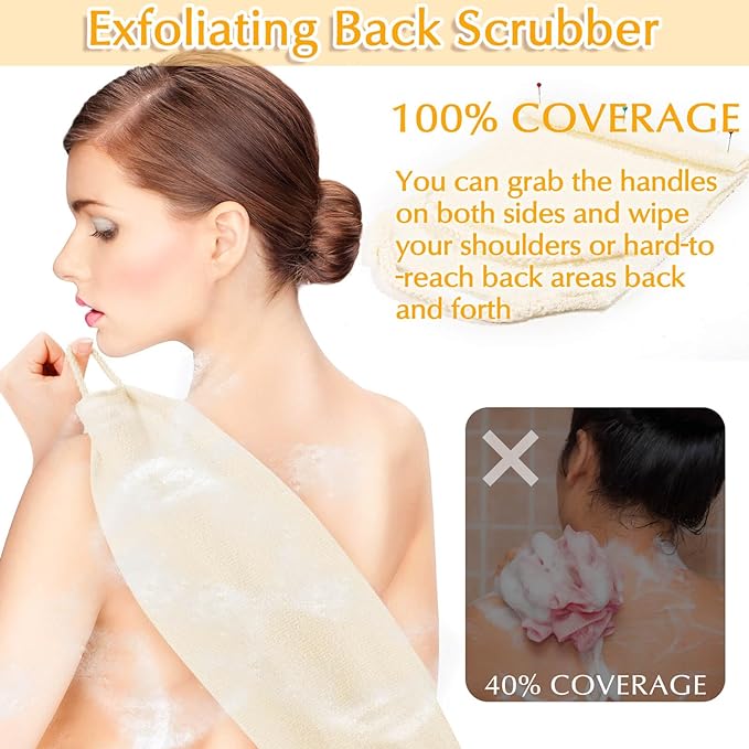 Anezus Exfoliating Back Scrubber Bath Gloves Set, Exfoliating Shower Towel - Image 4